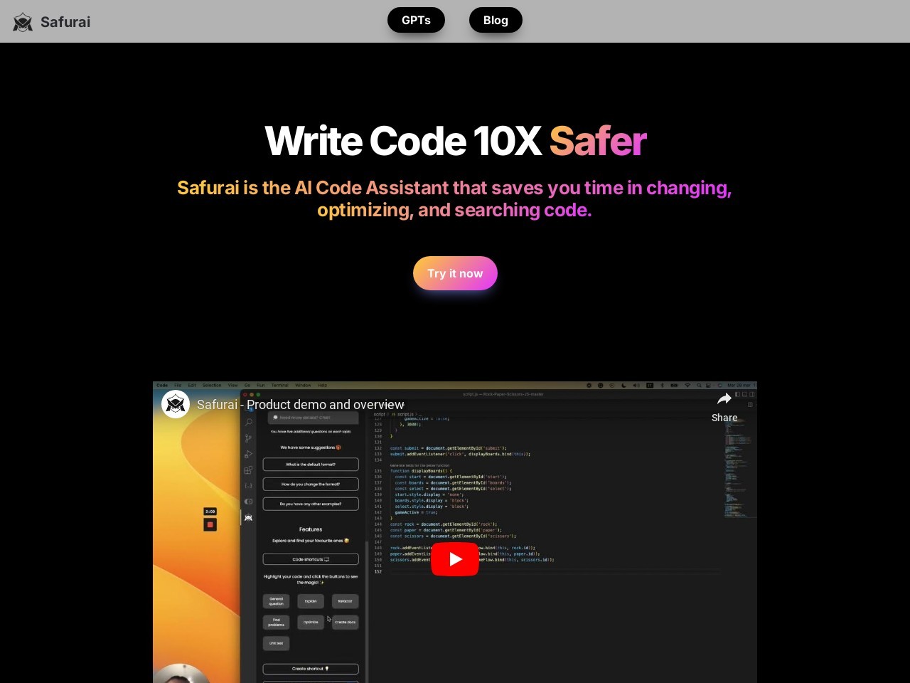 Safurai | Assistant for Developers - AI Coding Tool